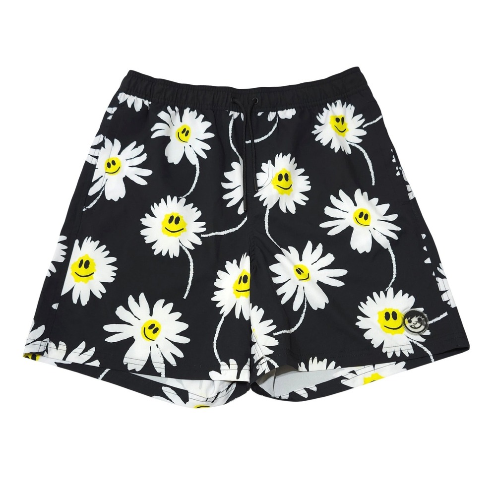 Neff‎ Dazey Hot Tub Shorts Large Smiley Face Swim Trunks Floral Board Shorts